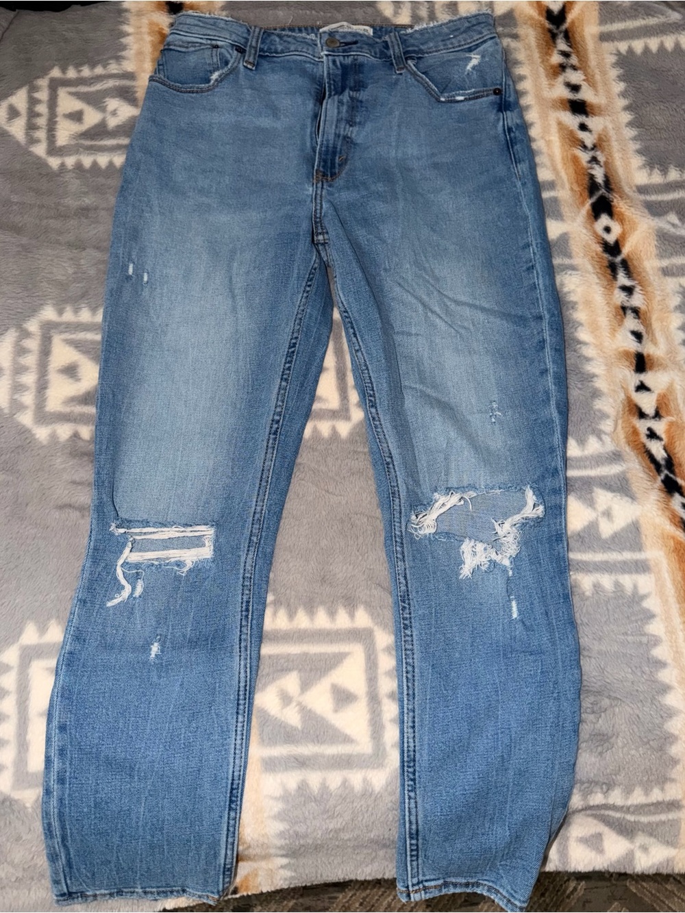 Abercrombie & Fitch Distressed Light Blue Women's Jeans